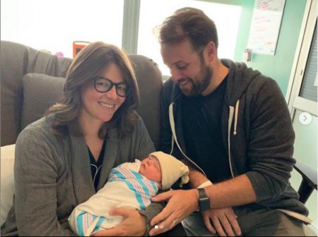 Matthew Mario Rivera and Kasie Hunt holding their newborn son Mars Rivera